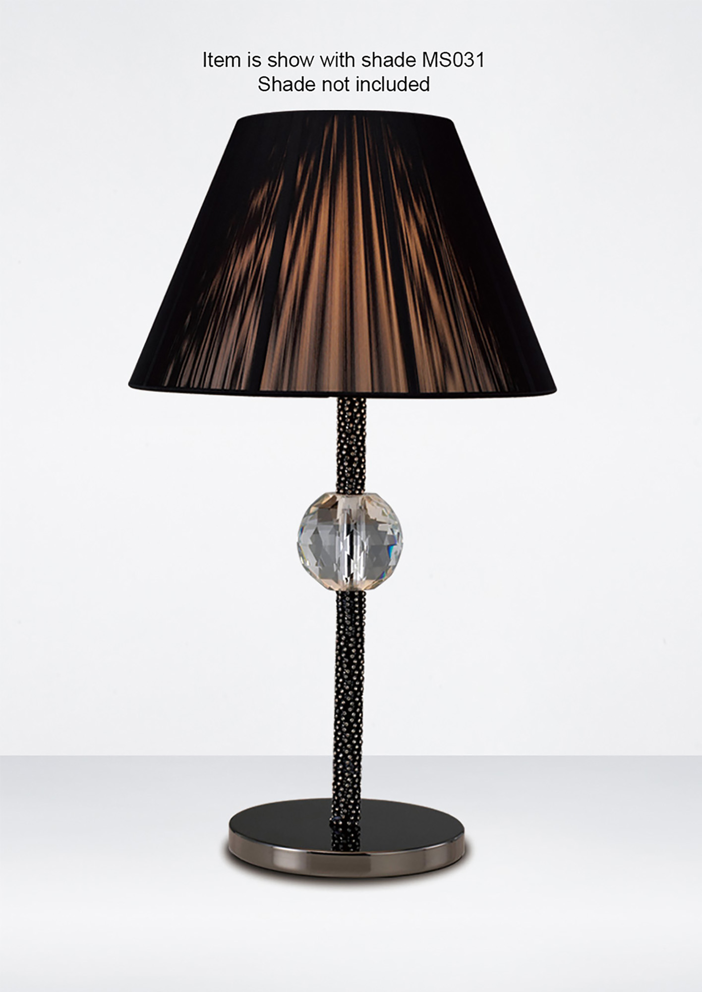 IL30590  Elena Crystal 40cm 1 Light Table Lamp Without Shade Black Chrome